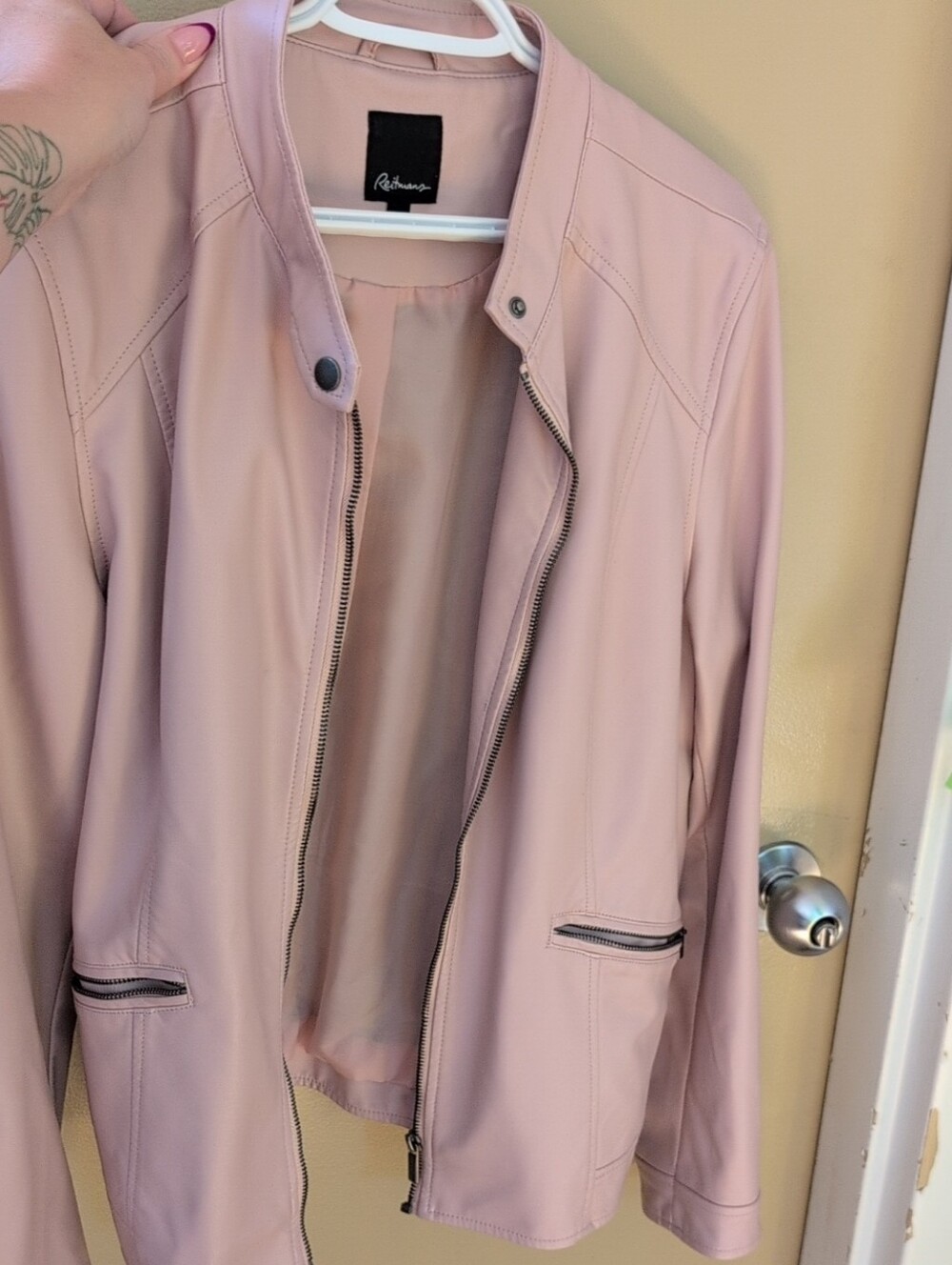 Reitmans XL Blush Pink Faux Leather Moto Jacket